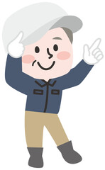 外で作業をするシニア男性のイラスト