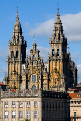 Fototapeta na wymiar Santiago de Compostela cathedral dominating the skyline of the city.