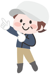 外で作業をするシニア女性のイラスト