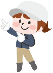 外で作業をする女性のイラスト