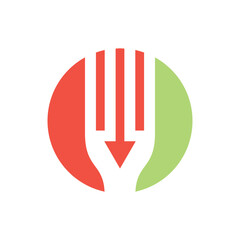 Obraz premium Abstract of fork and arrow in a circle