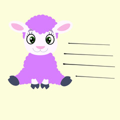 Cute card with purple sheep
