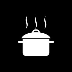 Cooking pot icon  isolated on black background.