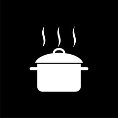 Cooking pot icon  isolated on black background.