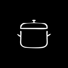 Cook pot cooking glyph icon  isolated on black background.