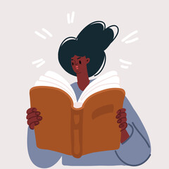 Vector illustration of black woman reading a book
