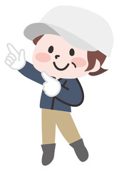 外で作業をするシニア女性のイラスト