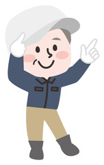 外で作業をするシニア男性のイラスト