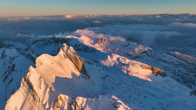 Aerial View of the Mountain Seantis in the Swiss Alps, Switzerland. Santis