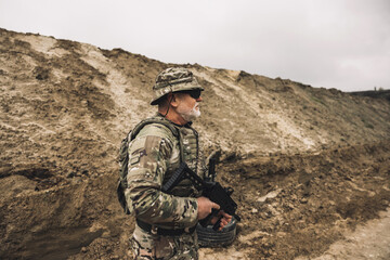 Soldier with a rifle on a shooting range