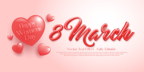 Awesome banner women's day template with heart 3d decoration