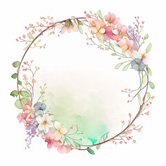 Cute watercolor frame with spring flowers