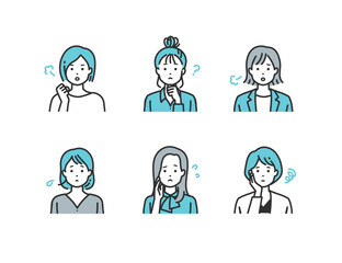 ネガティブなオフィスカジュアルのシンプルタッチの人物アバター