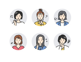 ネガティブなオフィスカジュアルのシンプルタッチの人物アバター