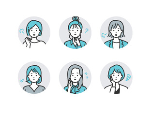 ネガティブなオフィスカジュアルのシンプルタッチの人物アバター