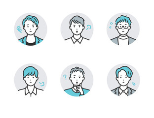 ネガティブなオフィスカジュアルのシンプルタッチの人物アバター