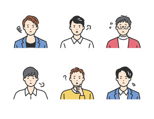 ネガティブなオフィスカジュアルのシンプルタッチの人物アバター