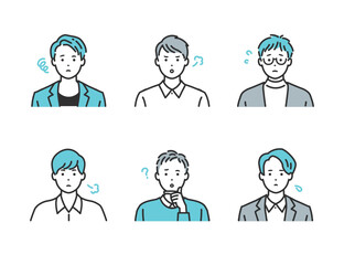 ネガティブなオフィスカジュアルのシンプルタッチの人物アバター