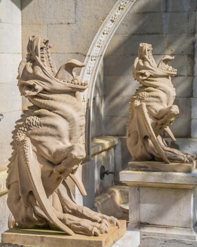 Ancient sculptures of evil monsters-chimeras