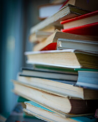 A stack of books in the detail