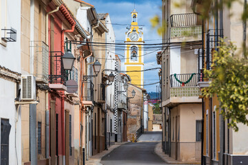 Bellus, Spain - January 8, 2023: historical center of spanish village of Bellús near Valencia