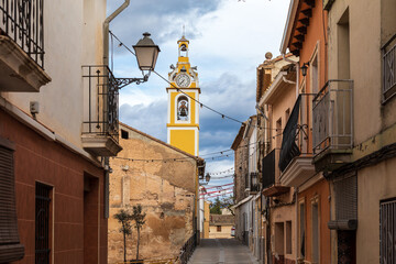 Bellus, Spain - January 8, 2023: historical center of spanish village of Bellús near Valencia