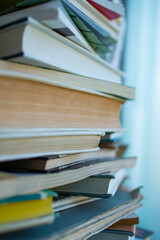 A stack of books in the detail