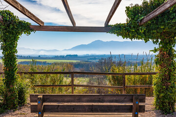 patio with mountain view on a sunny day