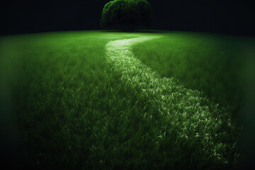 Green meadow grass field for football. Generative AI