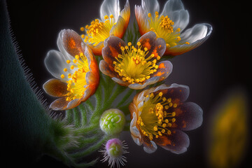 spring flowers in macro photography. Generative AI