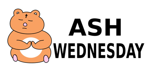 Cute animal character praying on Ash Wednesday.