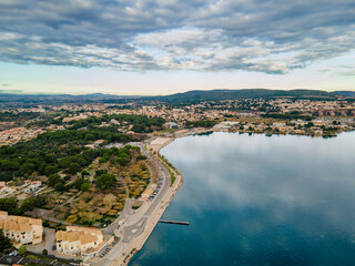 Baleruc-Les-Bains from an Aerial Perspective, Drone Photo, Port