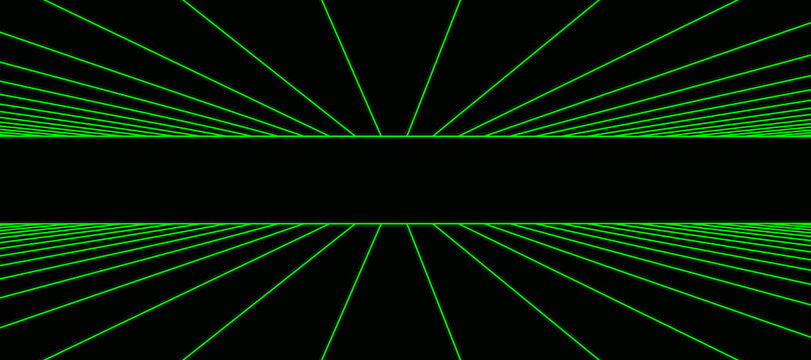 Vector double perspective acid green grid. Digital cyberspace. Network connection structure. Abstract mesh background.