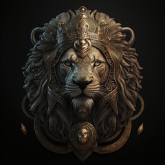drawn lion in the old style