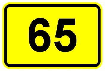 Illustration eines Bundesstraßenschildes der B 65 in Deutschland  © Pixel62