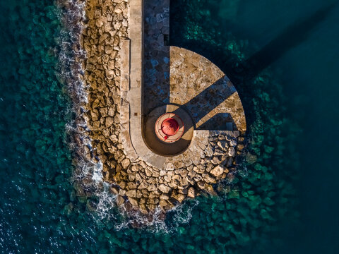 Lighthouse in Port Andratx, Mallorca from Drone, Aerial Photography