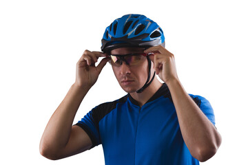 handsome cyclist portrait isolated