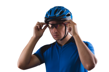 handsome cyclist portrait isolated