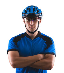 handsome cyclist portrait isolated