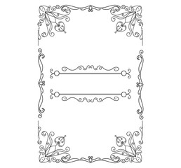 Ornament retro frame with tracery. Stylized ornate rectangle with decorative and ornaments antique design embellished with abstract floral vector twists.