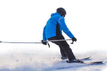 Man skier on a slope in the mountains isolated