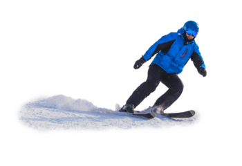 Man skier on a slope in the mountains isolated