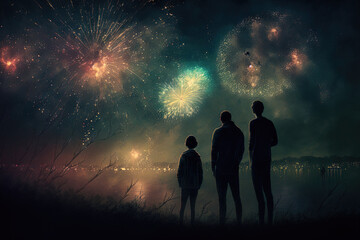 individuals viewing fireworks. Generative AI