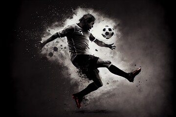 Obraz premium A football player kicking a ball.. Generative AI