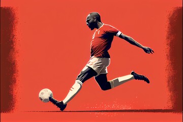 Naklejka premium A football player kicking a ball.. Generative AI