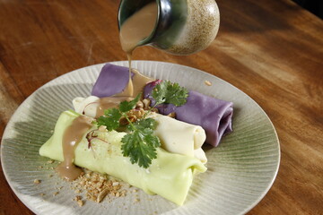 Colorful fresh lumpia - a delicacy from the Philippines