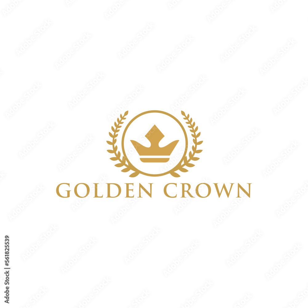 Sticker  golden royal crown logo design Premium Vector