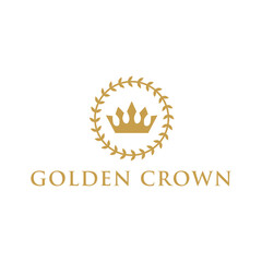  golden royal crown logo design Premium Vector