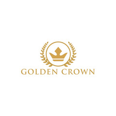  golden royal crown logo design Premium Vector
