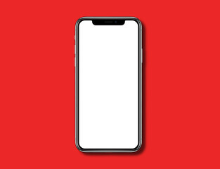 Iphone pantalla png  sobre fondo liso rojo 
